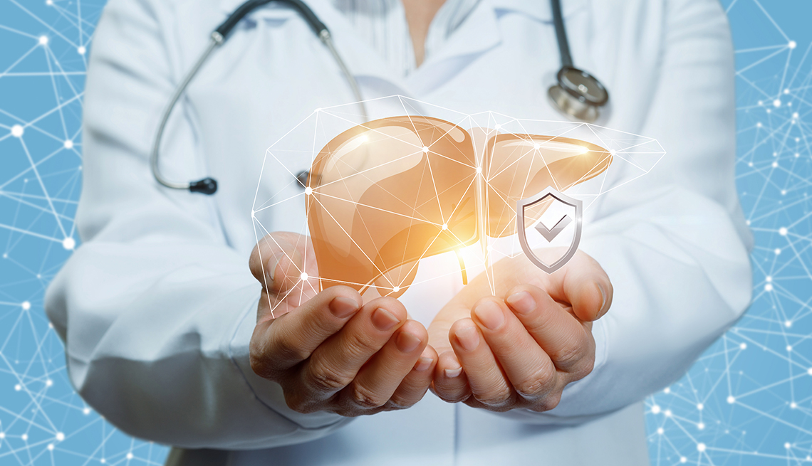 Doctor shows protected human liver .