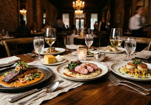 Fine_dining_dishes_on_table_38a11fa2